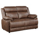 Ellen Loveseat, Brown Faux Leather, Foam Cushions, Pillow Top Arms, 63 Inch By Casagear Home