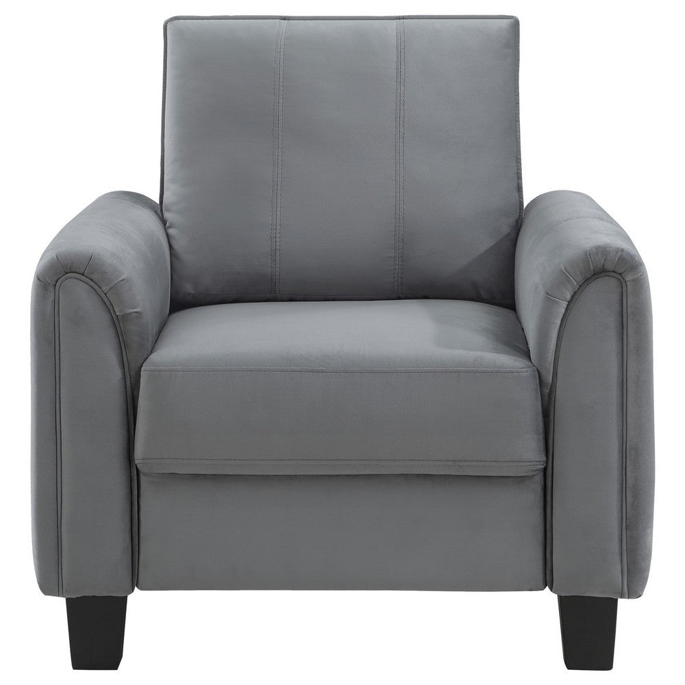 Dave Accent Chair Gray Fabric Rounded Armrests Black Tapered Legs By Casagear Home BM319084