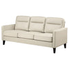 Joey Sofa Ivory Faux Leather Modern Track Style Arms Hardwood 76 Inch By Casagear Home BM319085