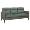 Joey Sofa, Green Faux Leather, Modern Track Style Arms, Hardwood, 76 Inch By Casagear Home