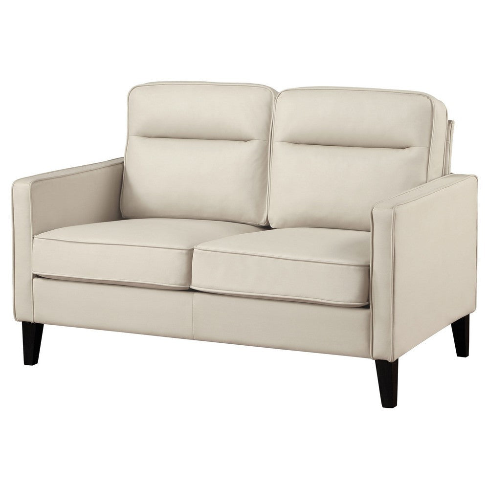 Joey Loveseat Ivory Faux Leather Modern Track Arms Hardwood 53 Inch By Casagear Home BM319087