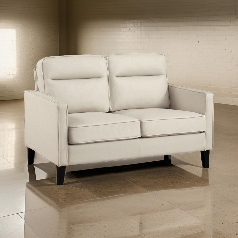 Joey Loveseat Ivory Faux Leather Modern Track Arms Hardwood 53 Inch By Casagear Home BM319087