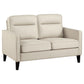 Joey Loveseat, Ivory Faux Leather, Modern Track Arms, Hardwood, 53 Inch By Casagear Home