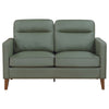 Joey Loveseat Green Faux Leather Modern Track Arms Hardwood 53 Inch By Casagear Home BM319088