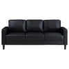 Rumi Sofa Black Faux Leather Modern Track Arms Foam Cushions 77 Inch By Casagear Home BM319091