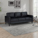 Rumi Sofa, Black Faux Leather, Modern Track Arms, Foam Cushions, 77 Inch By Casagear Home