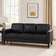 Rumi Sofa, Black Faux Leather, Modern Track Arms, Foam Cushions, 77 Inch By Casagear Home