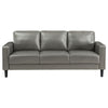 Rumi Sofa Gray Faux Leather Modern Track Arms Foam Cushions 77 Inch By Casagear Home BM319092