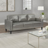 Rumi Sofa, Gray Faux Leather, Modern Track Arms, Foam Cushions, 77 Inch By Casagear Home