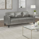 Rumi Sofa, Gray Faux Leather, Modern Track Arms, Foam Cushions, 77 Inch By Casagear Home