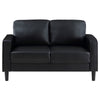 Rumi Loveseat Black Faux Leather Modern Track Style Arms Foam 54 Inch By Casagear Home BM319093