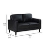 Rumi Loveseat Black Faux Leather Modern Track Style Arms Foam 54 Inch By Casagear Home BM319093