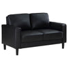 Rumi Loveseat, Black Faux Leather, Modern Track Style Arms, Foam, 54 Inch By Casagear Home