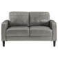 Rumi Loveseat Gray Faux Leather Modern Track Arms Foam Cushions 54 Inch By Casagear Home BM319094