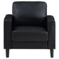 Rumi Accent Chair Black Faux Leather Modern Track Arms Foam Cushions By Casagear Home BM319095