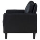 Rumi Accent Chair Black Faux Leather Modern Track Arms Foam Cushions By Casagear Home BM319095