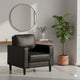 Rumi Accent Chair, Black Faux Leather, Modern Track Arms, Foam Cushions By Casagear Home
