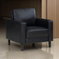 Rumi Accent Chair Black Faux Leather Modern Track Arms Foam Cushions By Casagear Home BM319095