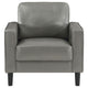 Rumi Accent Chair Gray Faux Leather Modern Track Arms Foam Cushions By Casagear Home BM319096