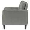 Rumi Accent Chair Gray Faux Leather Modern Track Arms Foam Cushions By Casagear Home BM319096