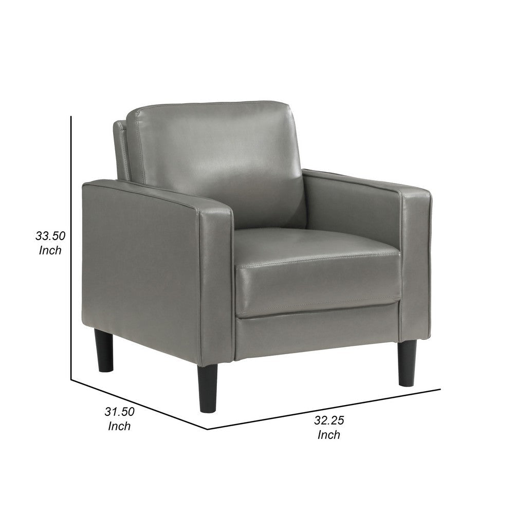 Rumi Accent Chair Gray Faux Leather Modern Track Arms Foam Cushions By Casagear Home BM319096