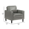 Rumi Accent Chair Gray Faux Leather Modern Track Arms Foam Cushions By Casagear Home BM319096