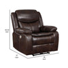 Susan Power Recliner Dark Brown Faux Leather USB Port Pillow Top Arms By Casagear Home BM319097