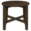 Katie End Table Round 26 Inch Top Dark Brown Solid Wood Cross Beam Legs By Casagear Home BM319099