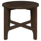 Katie End Table Round 26 Inch Top Dark Brown Solid Wood Cross Beam Legs By Casagear Home BM319099