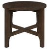 Katie End Table Round 26 Inch Top Dark Brown Solid Wood Cross Beam Legs By Casagear Home BM319099