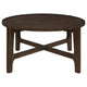 Katie Coffee Table Round 38 Inch Top Dark Brown Wood Cross Beam Legs By Casagear Home BM319100