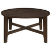 Katie Coffee Table Round 38 Inch Top Dark Brown Wood Cross Beam Legs By Casagear Home BM319100