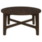 Katie Coffee Table Round 38 Inch Top Dark Brown Wood Cross Beam Legs By Casagear Home BM319100