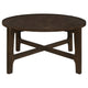 Katie Coffee Table Round 38 Inch Top Dark Brown Wood Cross Beam Legs By Casagear Home BM319100