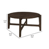 Katie Coffee Table Round 38 Inch Top Dark Brown Wood Cross Beam Legs By Casagear Home BM319100