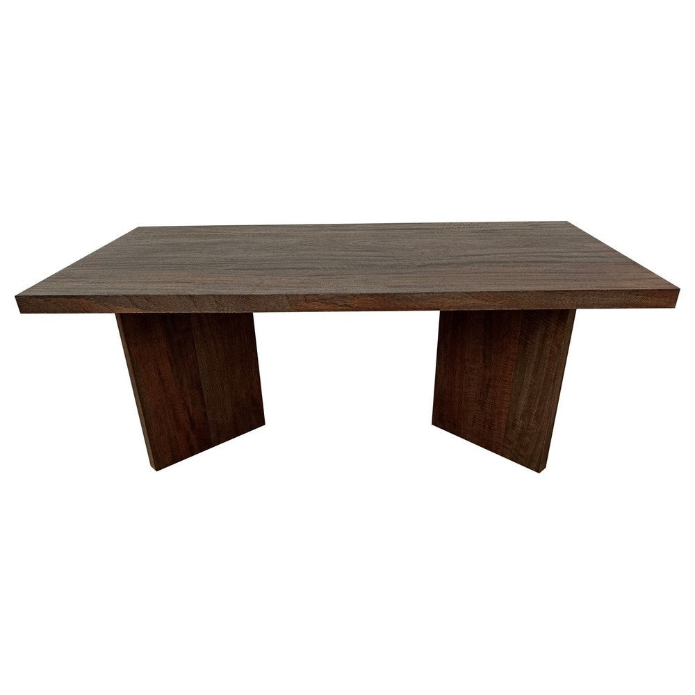 Anisa Coffee Table, 50 Inch Rectangular, Brown Solid Mango Wood Plank Style By Casagear Home