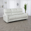 Lima Power Recliner Sofa, Ivory Faux Leather, USB Port, Cushions, 83 Inch By Casagear Home
