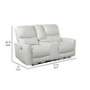 Lima Power Recliner Loveseat Ivory Faux Leather USB Port Foam 72 Inch By Casagear Home BM319105