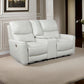 Lima Power Recliner Loveseat Ivory Faux Leather USB Port Foam 72 Inch By Casagear Home BM319105