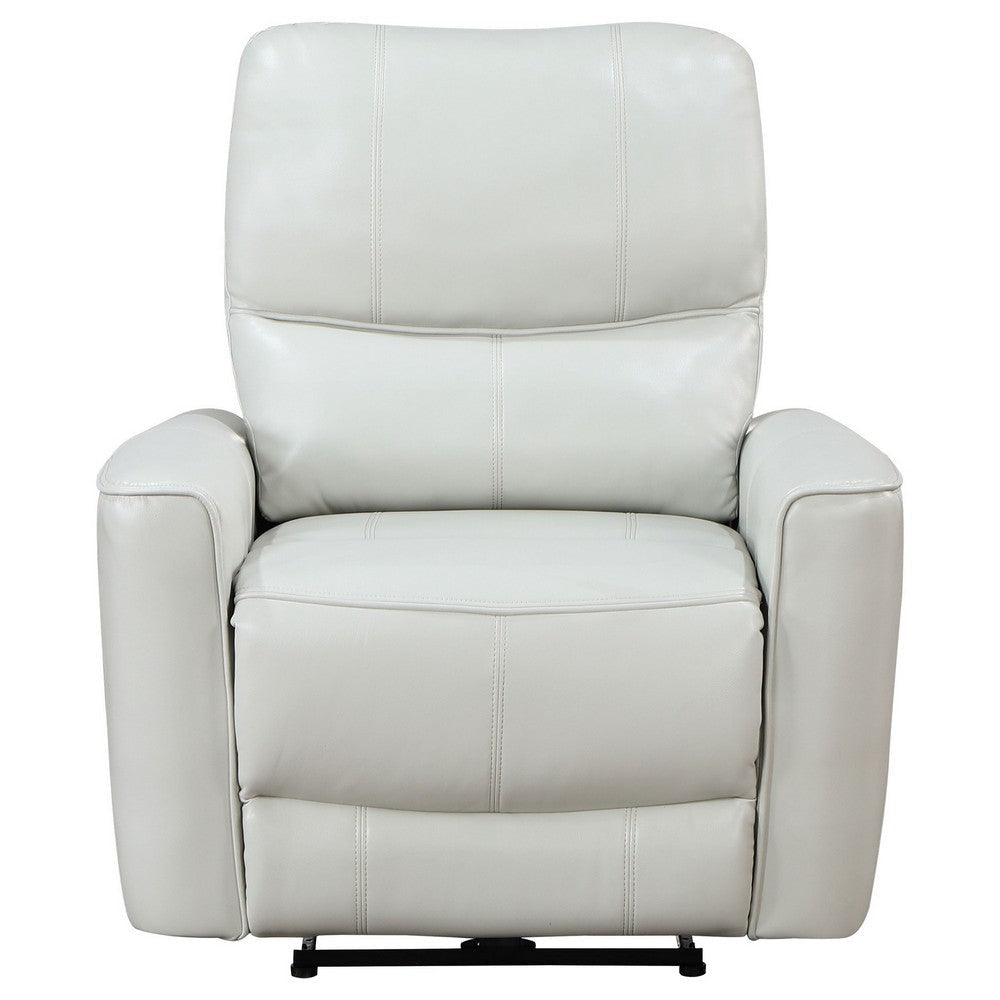 Lima Power Recliner Chair Ivory Faux Leather USB Port Foam Cushions By Casagear Home BM319107