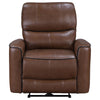 Lima Power Recliner Chair Brown Faux Leather USB Port Foam Cushions By Casagear Home BM319108