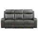 Josen Manual Recliner Sofa Gray Faux Leather Foam Cushions 81 Inch By Casagear Home BM319109