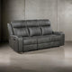 Josen Manual Recliner Sofa, Gray Faux Leather, Foam Cushions, 81 Inch By Casagear Home