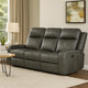 Josen Manual Recliner Sofa, Gray Faux Leather, Foam Cushions, 81 Inch By Casagear Home