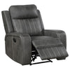 Josen Manual Recliner Chair Gray Faux Leather Cushioned Stitched Details By Casagear Home BM319111