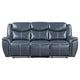 Eleni Manual Recliner Sofa Drop Down Table Blue Faux Leather 88 Inch By Casagear Home BM319112