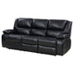 Mila Manual Recliner Sofa Black Faux Leather Pillow Top Arms 86 Inch By Casagear Home BM319115