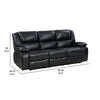 Mila Manual Recliner Sofa Black Faux Leather Pillow Top Arms 86 Inch By Casagear Home BM319115