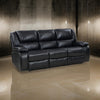 Mila Manual Recliner Sofa Black Faux Leather Pillow Top Arms 86 Inch By Casagear Home BM319115