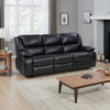 Mila Manual Recliner Sofa, Black Faux Leather, Pillow Top Arms, 86 Inch By Casagear Home